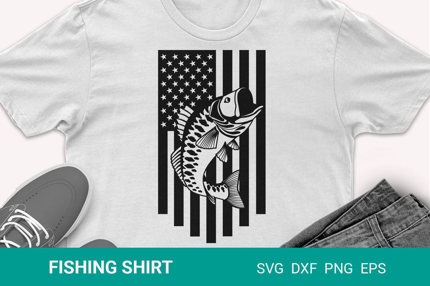 American flag fishing bass, fishing shirt - So Fontsy