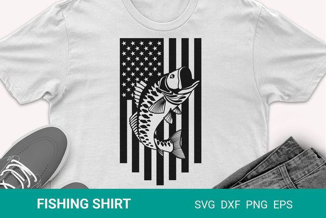American flag fishing bass, fishing shirt SVG KMarinaDesign 