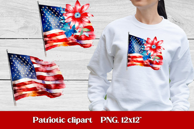 American flag flower clipart | Patriotic sublimation Sublimation Svetana Studio 