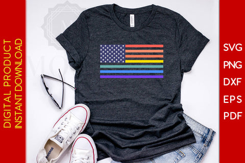 American Flag Gay Lesbian Pride LGBTQ Vintage 4th of July SVG PNG PDF Cut File SVG Creativedesigntee 
