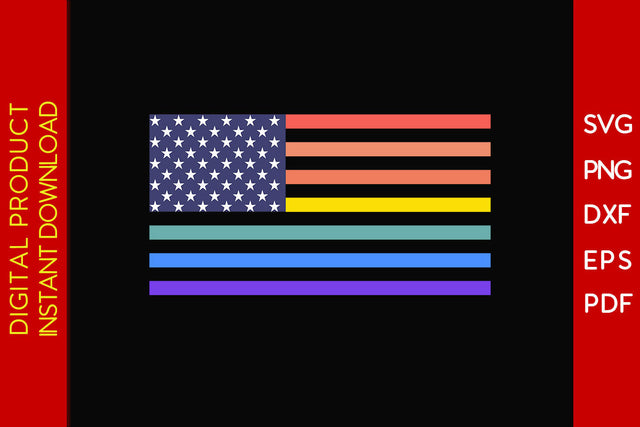 American Flag Gay Lesbian Pride LGBTQ Vintage 4th of July SVG PNG PDF Cut File SVG Creativedesigntee 