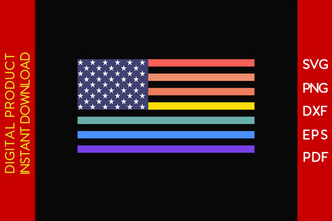 American Flag Gay Lesbian Pride LGBTQ Vintage 4th of July SVG PNG PDF Cut File SVG Creativedesigntee 