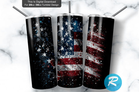 American Flag Glitter 20 oz / 30 oz Tumbler PNG Sublimation Regulrcrative 