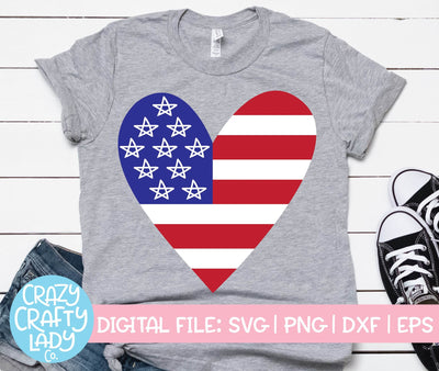 American Flag Heart | 4th of July SVG Cut File SVG Crazy Crafty Lady Co. 