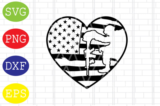 American Flag Heart with Soldier (3) Svg, Memorial Day Svg, Png, Eps, Dxf Cut Files SVG DigitalSvgFiles 