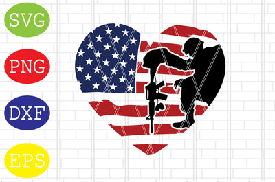 American Flag Heart with Soldier Svg, Memorial Day Svg, Png, Eps, Dxf Files SVG DigitalSvgFiles 