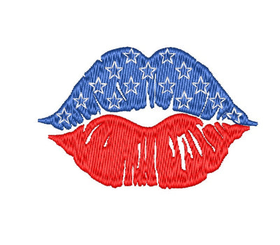 American Flag Lips Embroidery Design, Independence Day Embroidery Embroidery/Applique DESIGNS Nino Nadaraia 