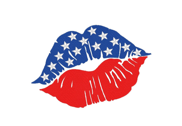 American Flag Lips Embroidery Design, Independence Day Embroidery File, 5 sizes Embroidery/Applique DESIGNS Nino Nadaraia 