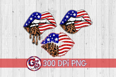 American Flag Lips PNG for Sublimation Sublimation Greedy Stitches 