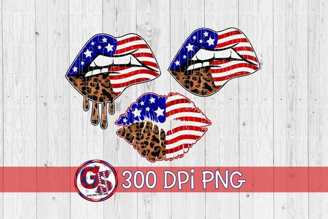 American Flag Lips PNG for Sublimation Sublimation Greedy Stitches 