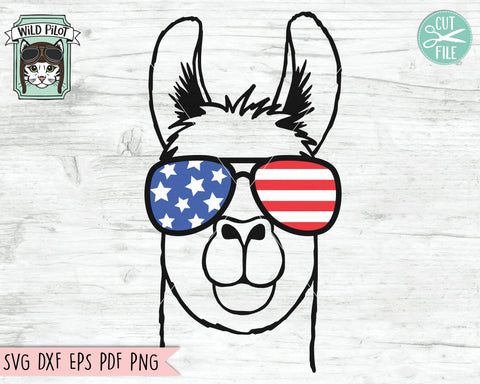American Flag Llama Sunglasses SVG Cut File SVG Wild Pilot 