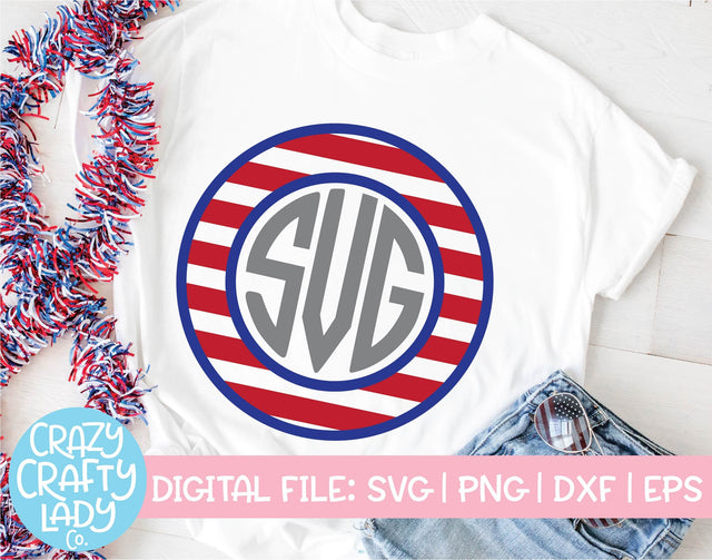 American Flag Monogram Frame | 4th of July SVG Cut File SVG Crazy Crafty Lady Co. 