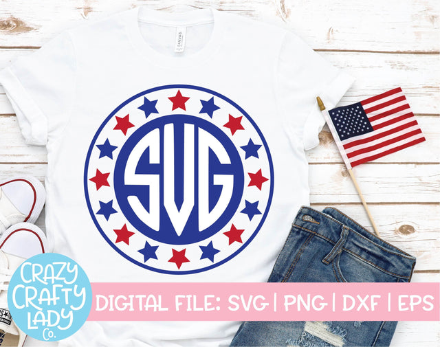 American Flag Monogram Frame | 4th of July SVG Cut File SVG Crazy Crafty Lady Co. 