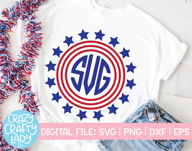 American Flag Monogram Frame | 4th of July SVG Cut File SVG Crazy Crafty Lady Co. 