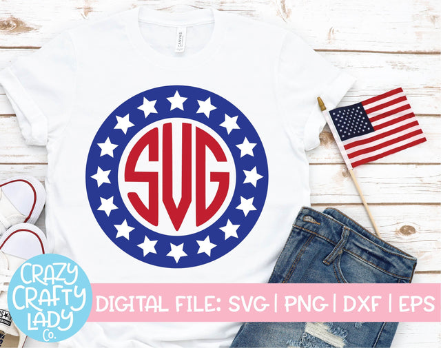 American Flag Monogram Frame | 4th of July SVG Cut File SVG Crazy Crafty Lady Co. 