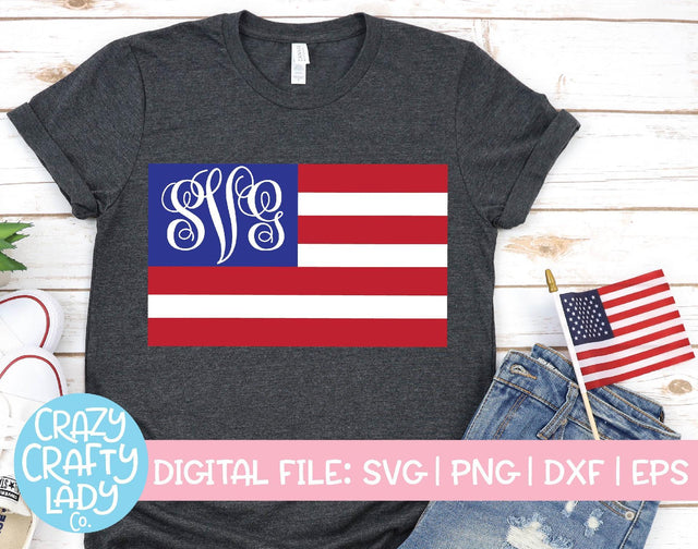 American Flag Monogram Frame | 4th of July SVG Cut File SVG Crazy Crafty Lady Co. 