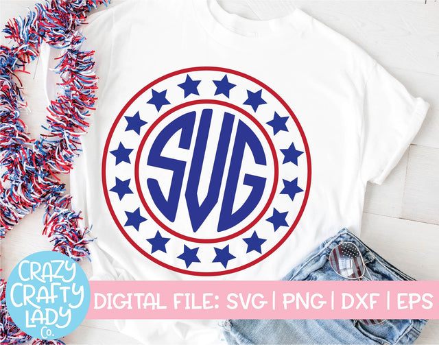 American Flag Monogram Frame | 4th of July SVG Cut File SVG Crazy Crafty Lady Co. 