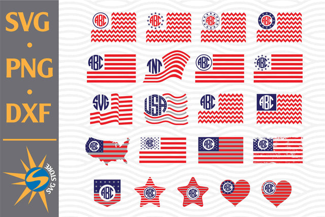 American Flag Monogram SVG, PNG, DXF Digital Files Include SVG SVGStoreShop 