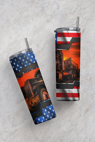 American Flag Peterbilt 1 Tumbler Wrap PNG JPG JPEG Sublimation CaldwellArt 