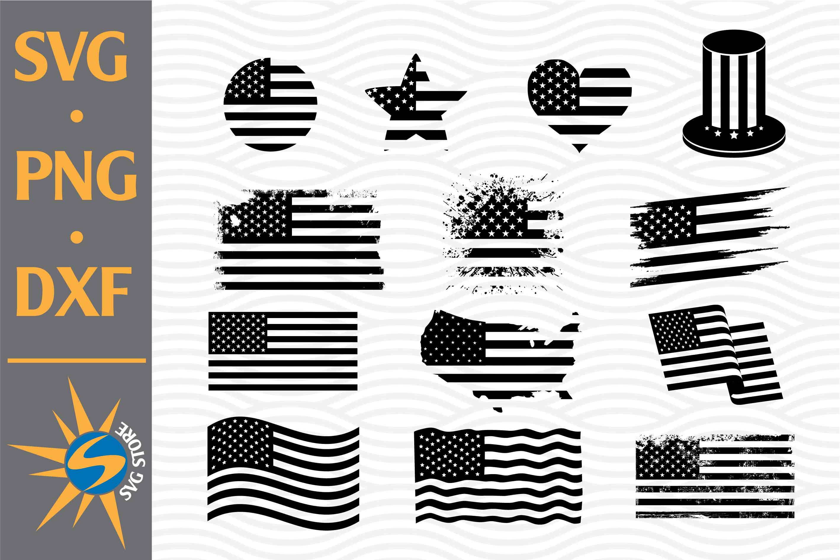 American Flag Silhouette SVG, PNG, DXF Digital Files Include - So Fontsy