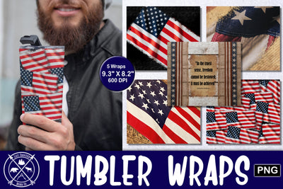 American Flag Skinny Tumbler Wrap Sublimation Bundle|Tumbler Sublimation Last Frontier Design Co. 