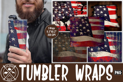 American Flag Skinny Tumbler Wrap vol.2 Sublimation Bundle Sublimation Last Frontier Design Co. 