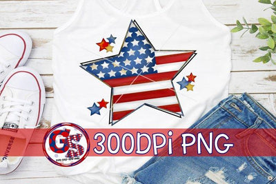 American Flag Star PNG for Sublimation-July 4th PNG Sublimation Greedy Stitches 