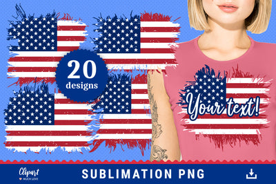 American Flag Sublimation designs, USA flag sublimation PNG patches Sublimation ClipartMuchLove 
