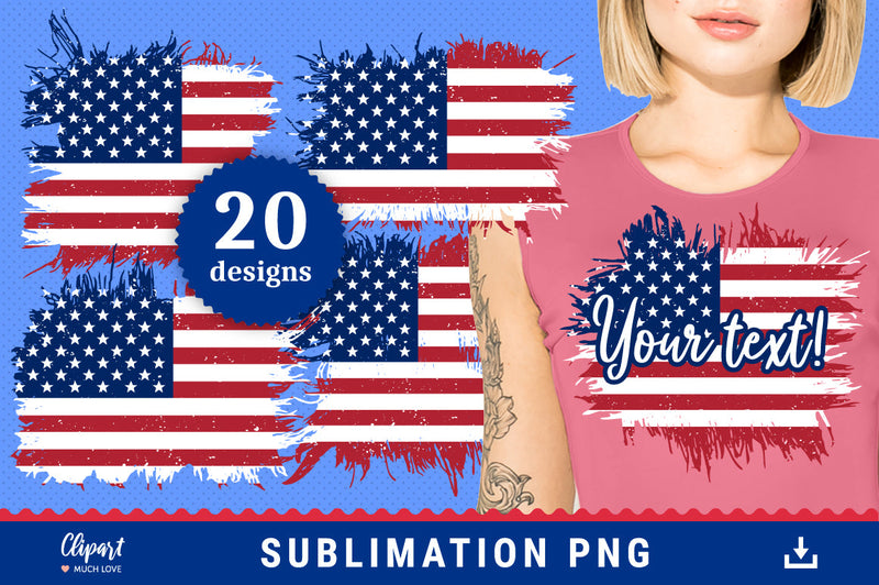 American Flag Sublimation designs, USA flag sublimation PNG patches Sublimation ClipartMuchLove 