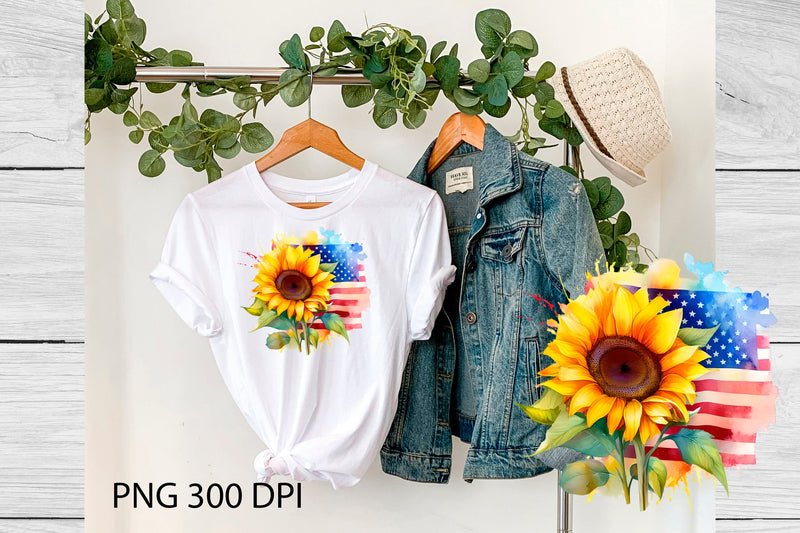 American flag sunflower sublimation | 4th of july design Sublimation Svetana Studio 