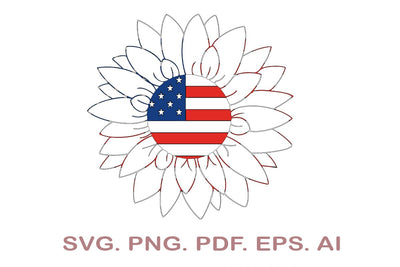 American Flag Sunflower SVG, 4th Of July SVG SVG MagicDesignUS 