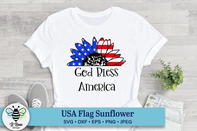 American Flag Sunflower SVG | Patriotic Sayings SVG B Renee Design 