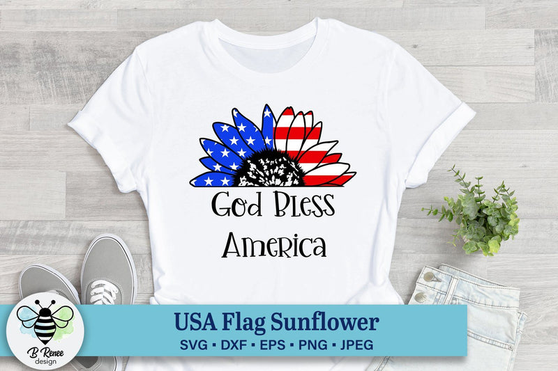 American Flag Sunflower SVG | Patriotic Sayings SVG B Renee Design 