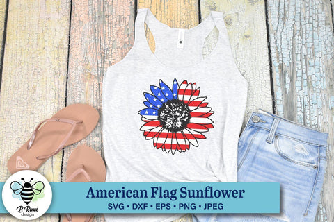 American Flag Sunflower SVG SVG B Renee Design 