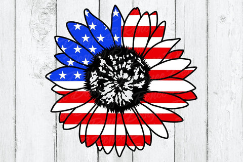 American Flag Sunflower SVG SVG B Renee Design 
