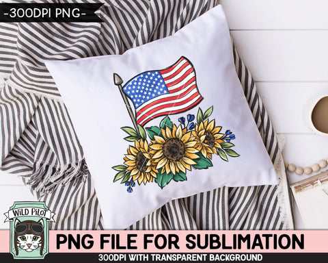 American Flag Sunflowers SUBLIMATION design PNG, July 4th Sunflower png, USA sublimation download, red white blue png, Patriotic Sublimation Sublimation Wild Pilot 
