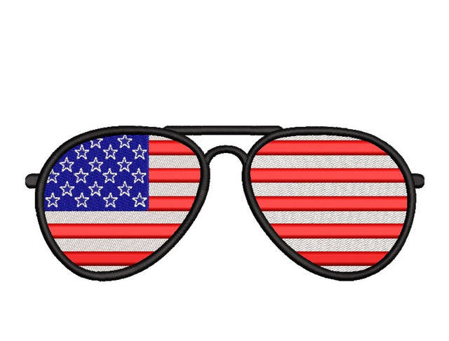 American Flag Sunglasses Embroidery Design, Independence Day Embroidery File, 4 sizes Embroidery/Applique DESIGNS Nino Nadaraia 
