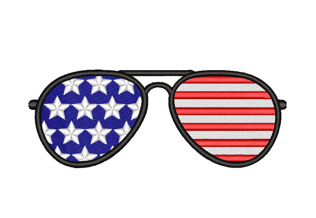American Flag Sunglasses Embroidery Design, Independence Day Embroidery File, 4 sizes Embroidery/Applique DESIGNS Nino Nadaraia 