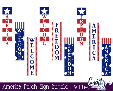 American Flag Svg - 4th of July - Fourth of July - 4th Of July Porch Sign - Porch Sign Bundle SVG Crafty Mama Studios 