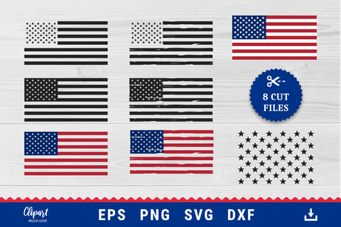 American Flag SVG, American flag decal, USA flag svg, dxf SVG ClipartMuchLove 