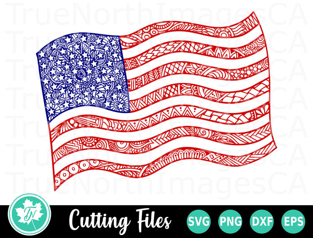 American Flag SVG | Mandala SVG | Zentangle SVG SVG TrueNorthImagesCA 