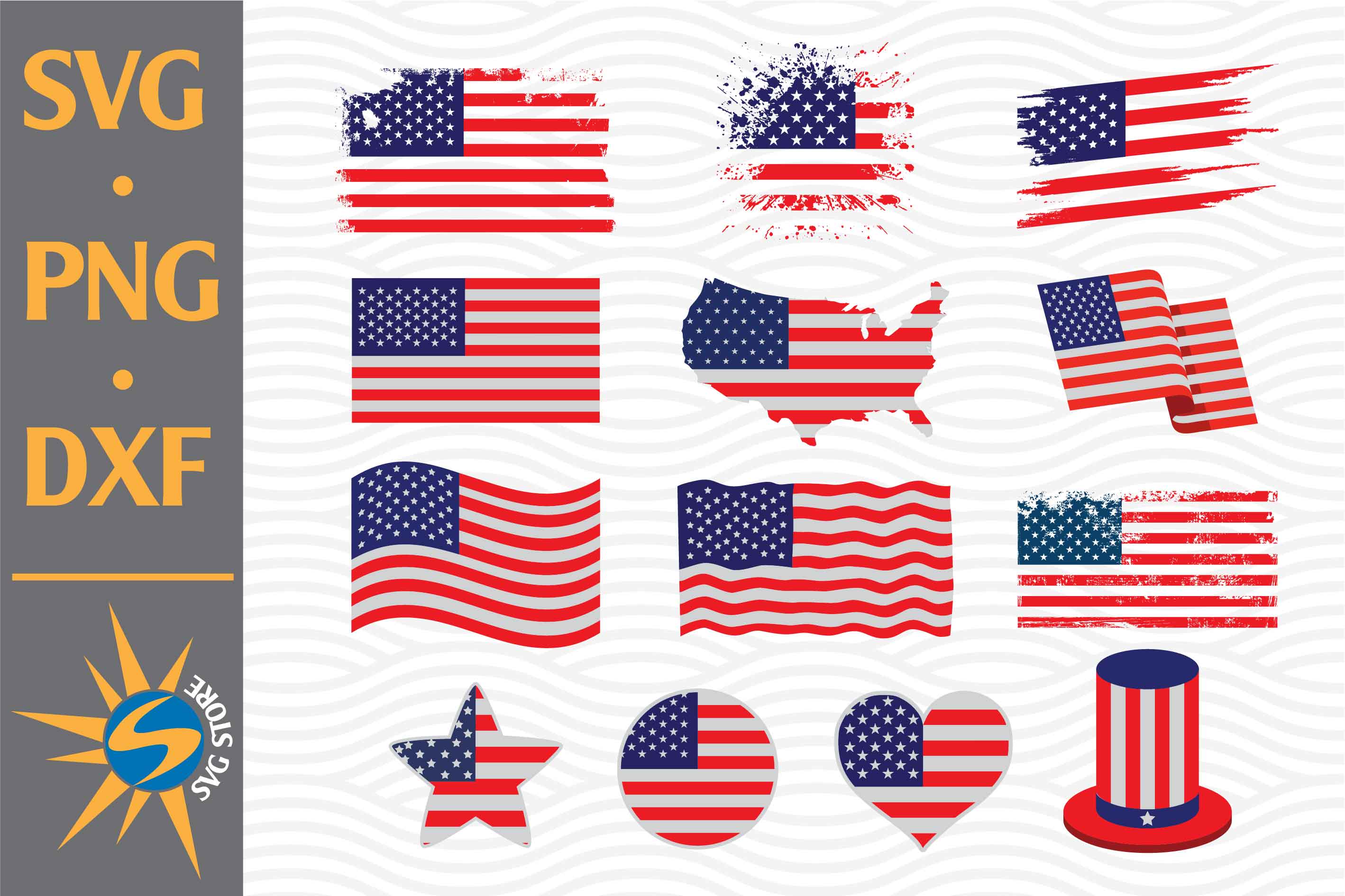 American Flag SVG, PNG, DXF Digital Files Include - So Fontsy