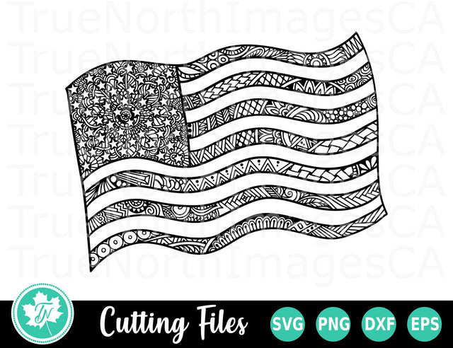 American Flag SVG | Zentangle SVG | Mandala SVG SVG TrueNorthImagesCA 