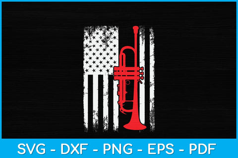 American Flag Thin Red Line Trumpet Player Svg Cutting File SVG Helal 