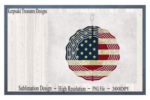 American Flag Wind Spinner Template, Vintage Flag, Patriotic Wind Spinner, Sublimation PNG, Digital Download, Sublimation Keepsake Treasures Designs LLC. 