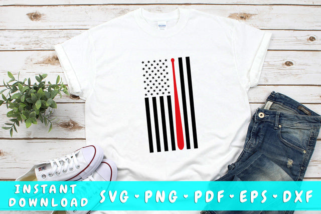 American Flag With Baseball Bat SVG SVG HappyDesignStudio 