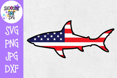 American Flag with Shark Cutout - Fourth of July SVG SVG ShootingStarSVG 