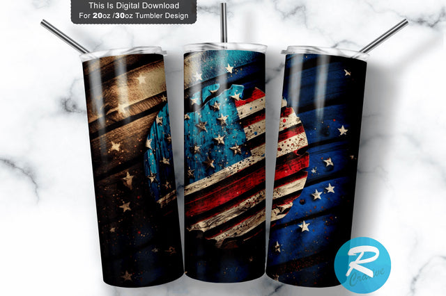 American Flag Wood 20 oz / 30 oz Tumbler PNG Sublimation Regulrcrative 