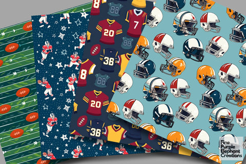 American Football | Game Day Digital Pattern Fine Purple Elephant Creations 