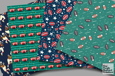 American Football | Game Day Digital Pattern Fine Purple Elephant Creations 